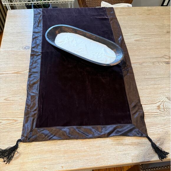 Vintage April Cornell Silk & Rayon Table Runner Dark Chocolate Brown - Picture 1 of 6